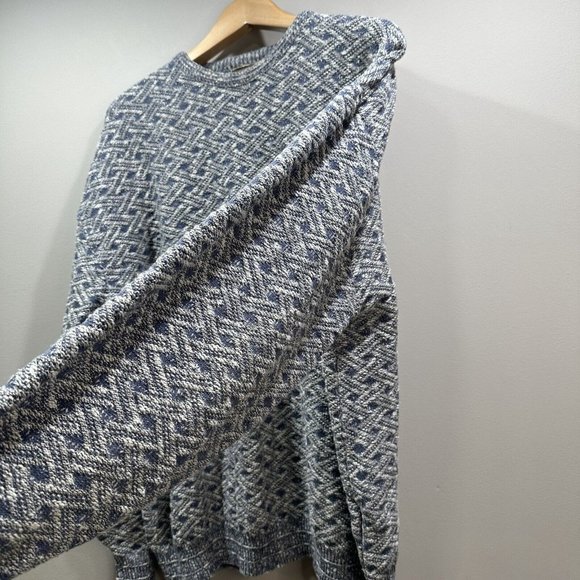 VTG SHENANDOAH Mens XXL Blue Gray Lattice Knit Cotton Blend Crew Neck Sweater US - Picture 8 of 12